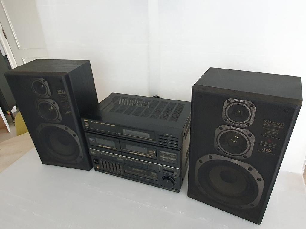 Machine stéréo JVC 80ties (tout fonctionne)., Enlèvement, Comme neuf, Haut-parleurs, JVC