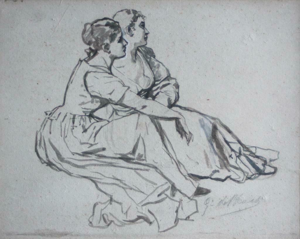 aquarel Eugène de Block (1812 - 1893), Antiek en Kunst, Ophalen of Verzenden