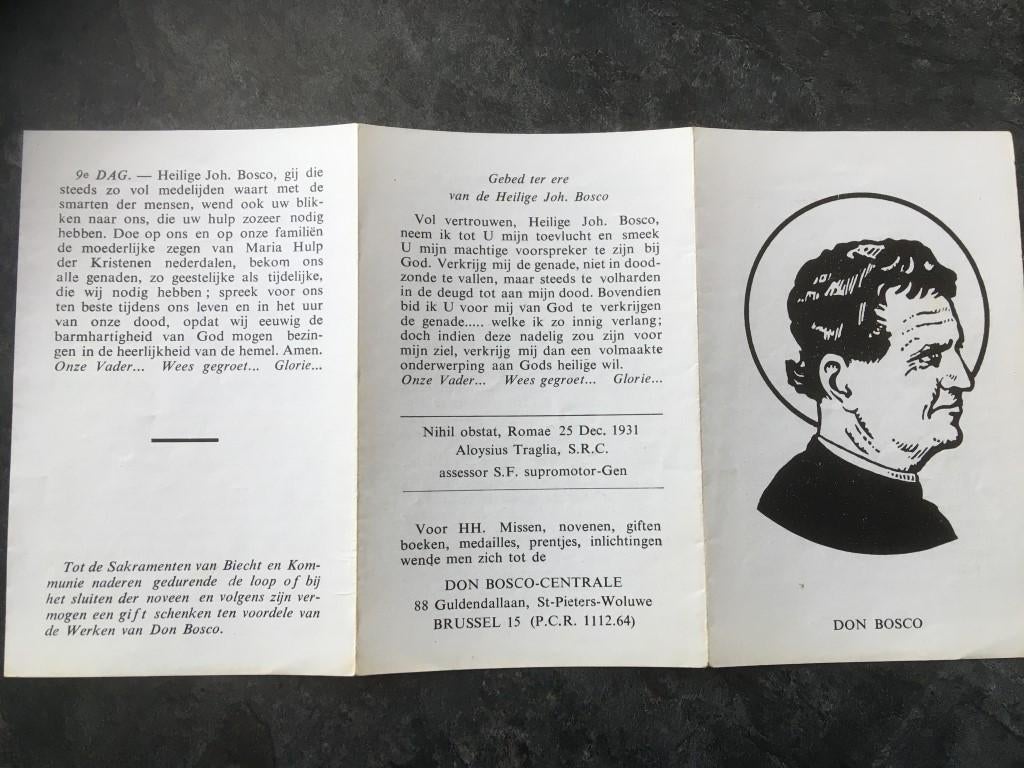 gebedsprent Don Bosco, Enlèvement ou Envoi