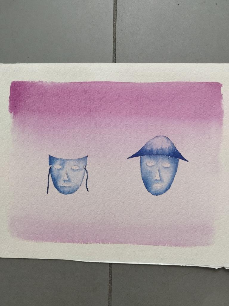 Aquarelle avec deux masques, Enlèvement