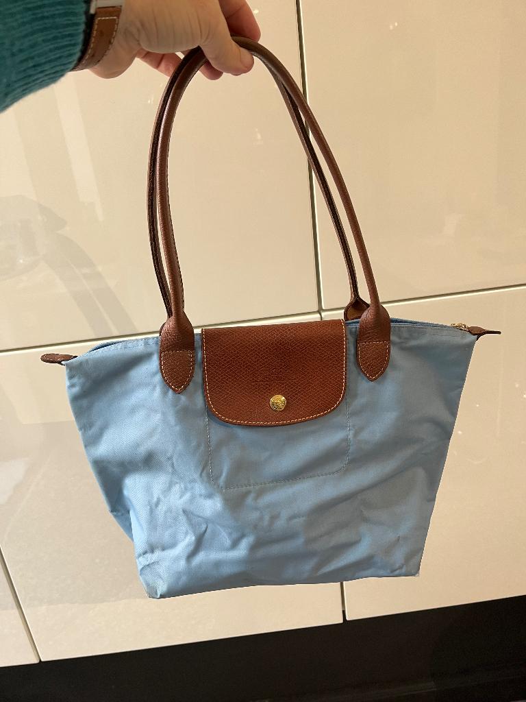 Sac Longchamp bleu gris repliable, Enlèvement ou Envoi, Utilisé, Bleu, Sac à main