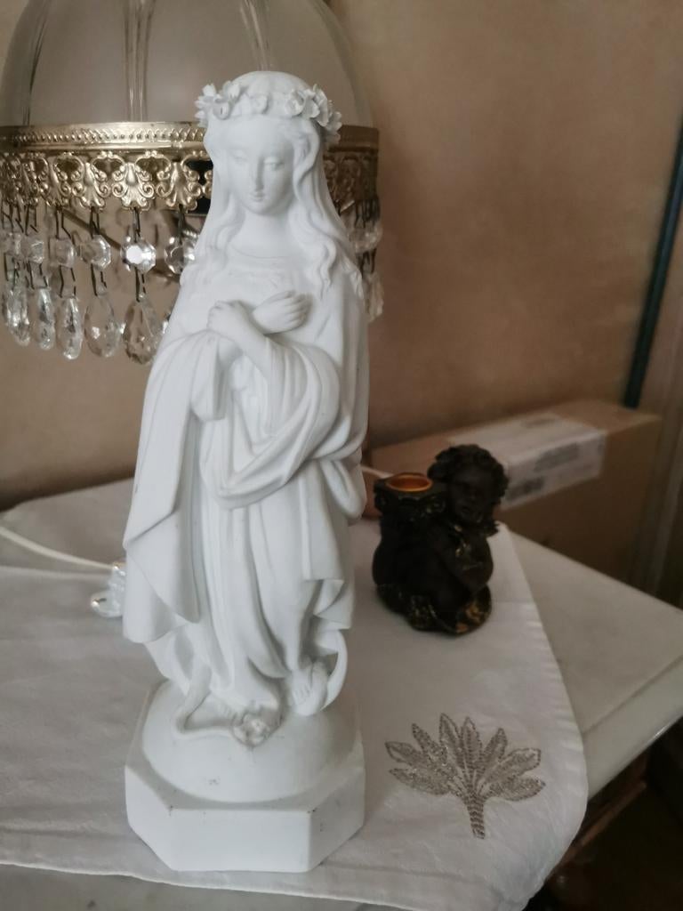Très ancienne statue de Marie en biscuit blanc, reçue sans t, Enlèvement ou Envoi