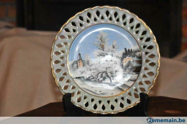 assiette ajourée l'hiver "vintage", Antiquités & Art, Enlèvement ou Envoi