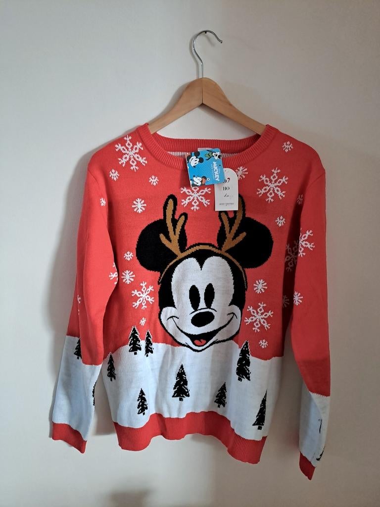 Pull de Noël Mickey - rouge / corail, Ophalen of Verzenden, Nieuw