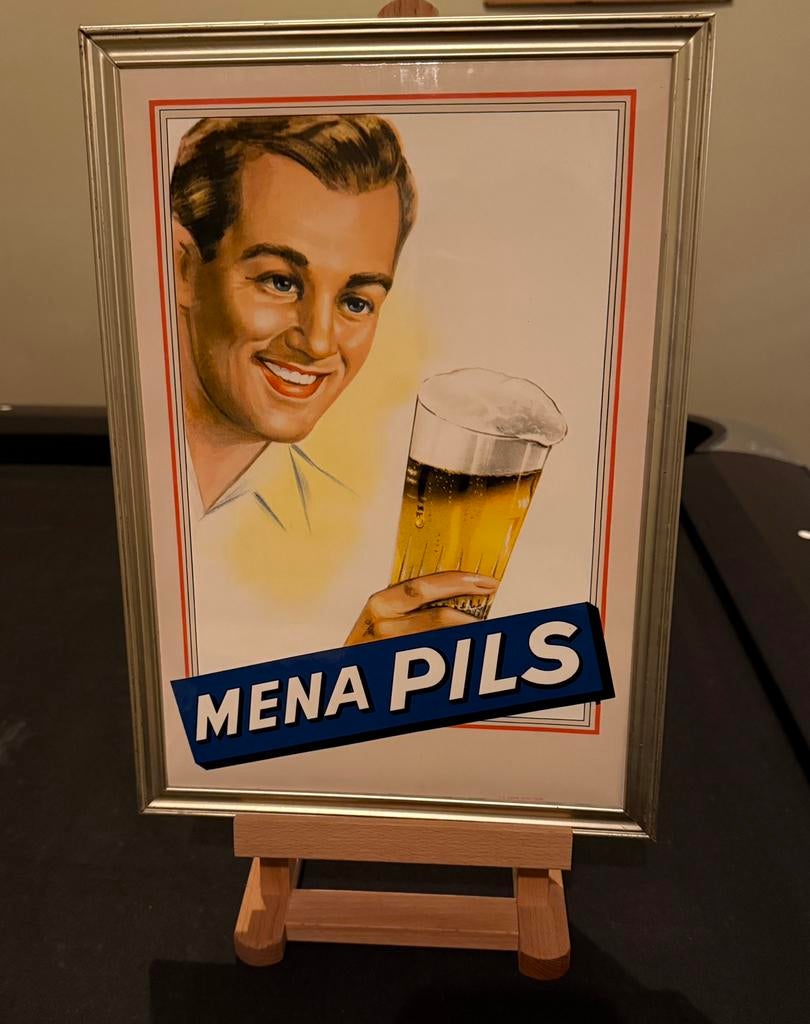 Reclamebord Mena Pils 1954, Verzamelen, Ophalen of Verzenden, Zo goed als nieuw, Reclamebord