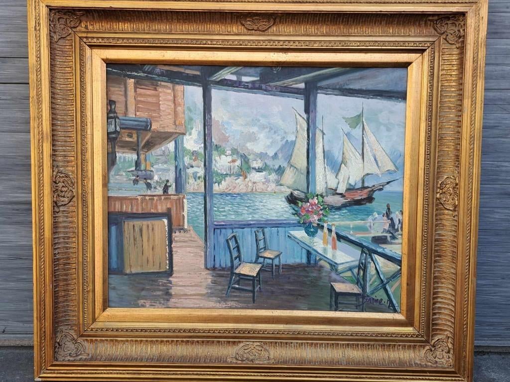 huile sur toile marine signe bernier henri, Antiek en Kunst, Ophalen of Verzenden