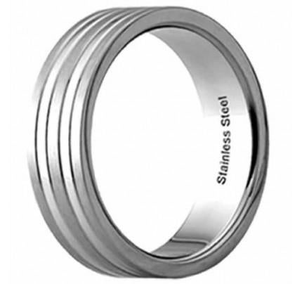 Bague classique pour homme en acier inoxydable mat/brillant, Enlèvement ou Envoi, Neuf, Fer ou Acier, Homme