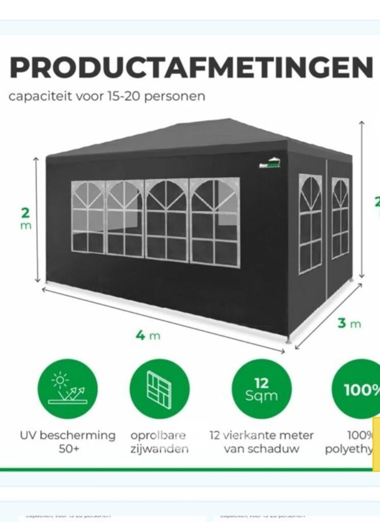 Partytent 3x4, Tuin en Terras, Ophalen, Partytent