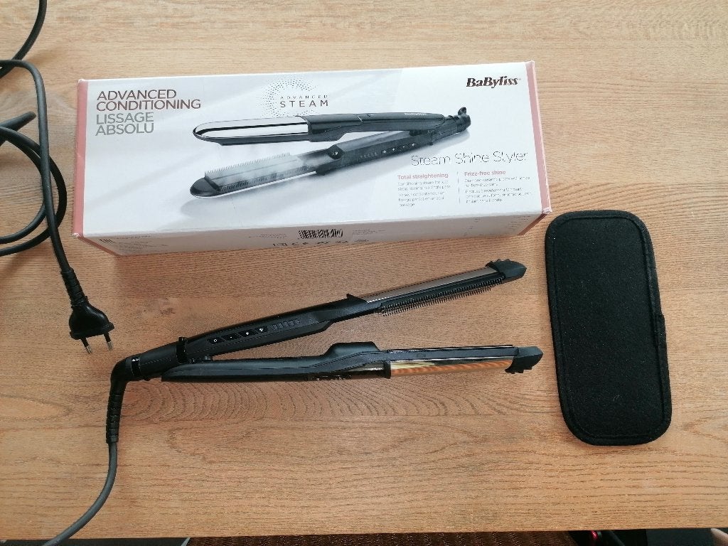 Steam shine styler Babyliss, Ophalen, IJzer of Staal, Zwart, Zo goed als nieuw