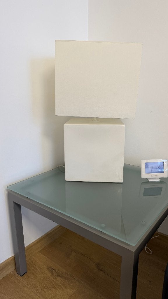 Glazen vierkanten salontafel, Huis en Inrichting, Tafels | Salontafels, Ophalen, Gebruikt, 50 tot 100 cm, Vierkant