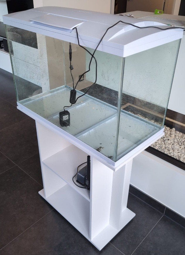 Superfish Aquarium met nieuw wit meubel Start 150, Meuble d'aquarium, Couvercle inclus, Enlèvement, Utilisé