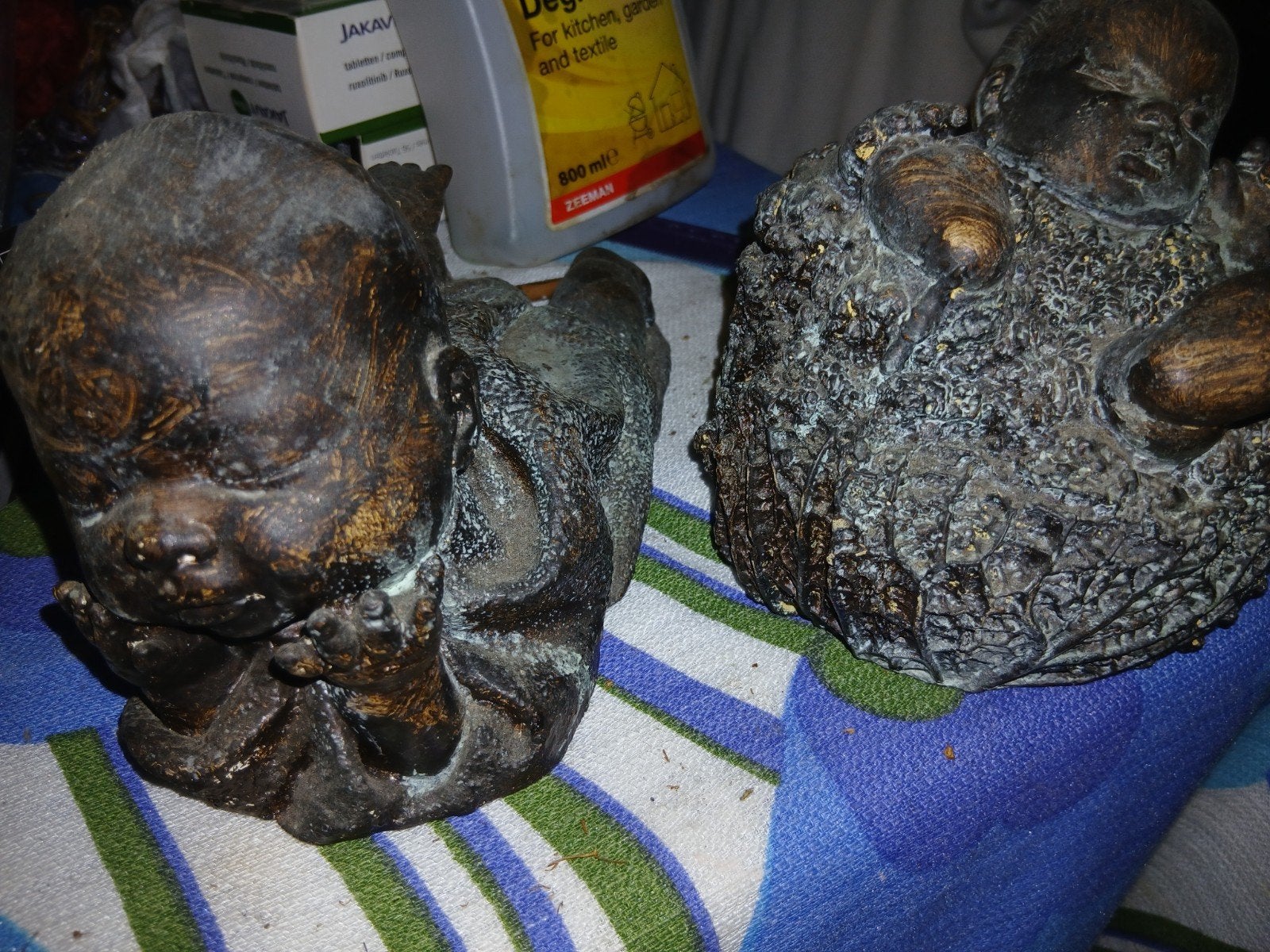 2 gebronzeerde babybeeldjes, Antiek en Kunst, Ophalen