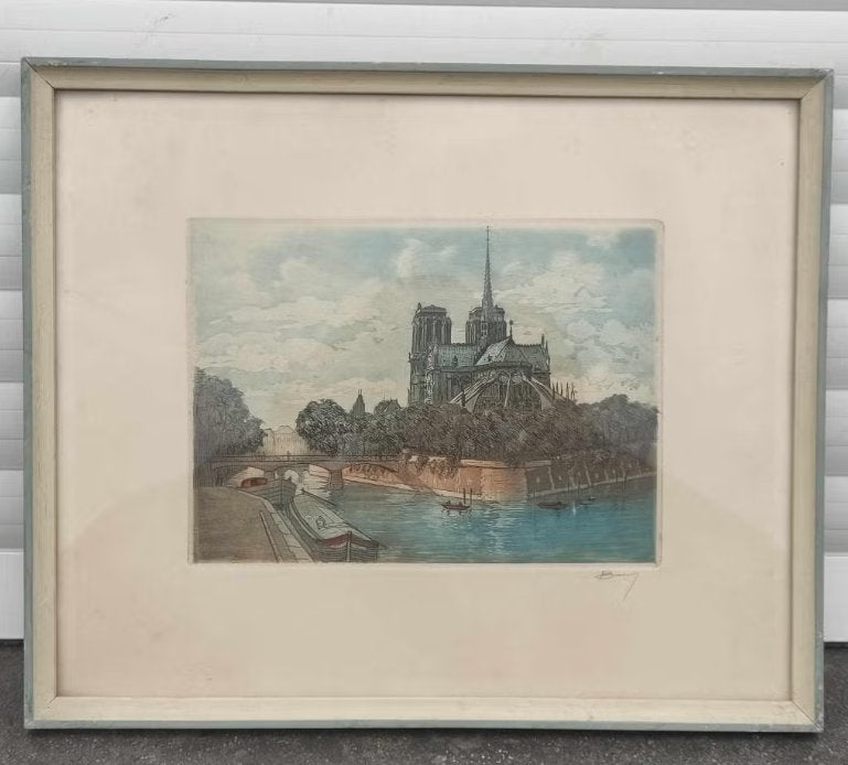 gravure notre dame de paris signe, Antiquités & Art, Enlèvement ou Envoi, Gravure