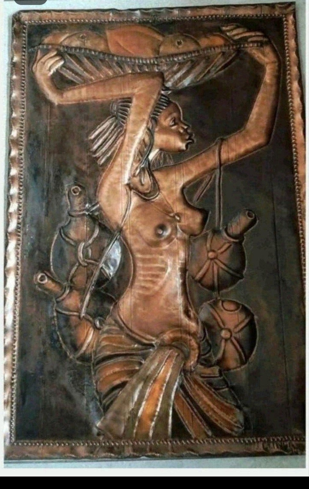Belle décoration murale en cuivre avec une image d'un A, Enlèvement ou Envoi, Décoration murale, Femme