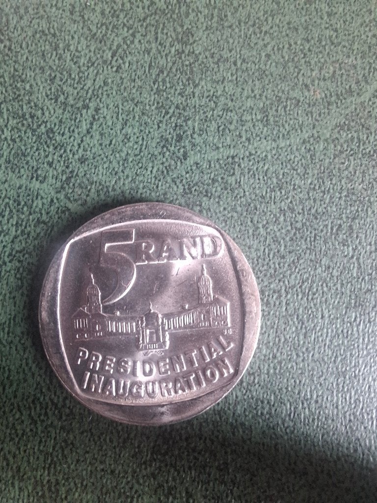 Z afrikaanse 5 rand inauguratie Nelson Mandela 1994, Postzegels en Munten, Ophalen, Zuid-Afrika, Losse munt