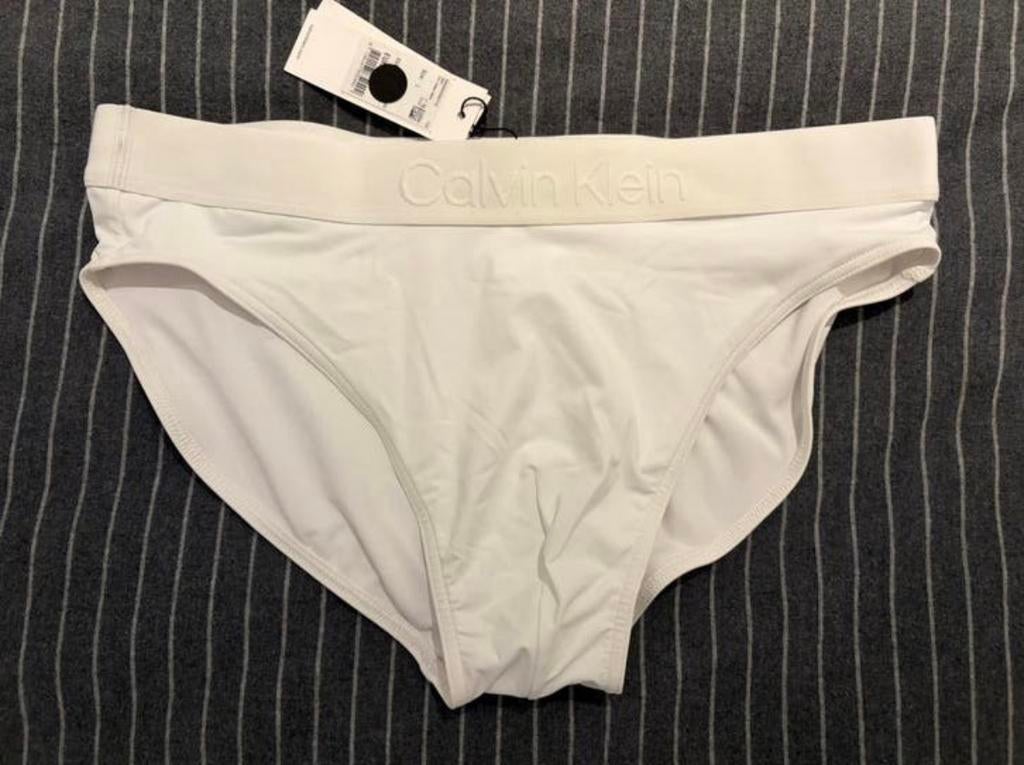 Nouveau slip de bain blanc Calvin Klein, Envoi, Taille 52/54 (L), Blanc, Slip de bain