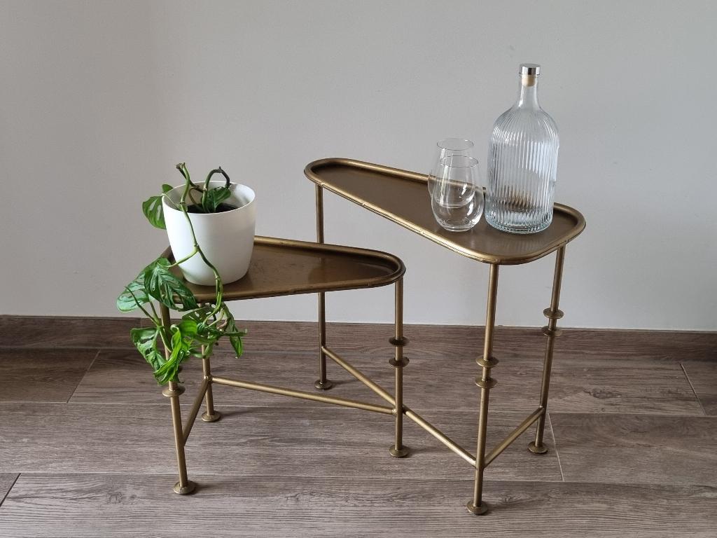 Set vintage messing bijzettafels | nesting tafeltjes, Antiek en Kunst, Ophalen