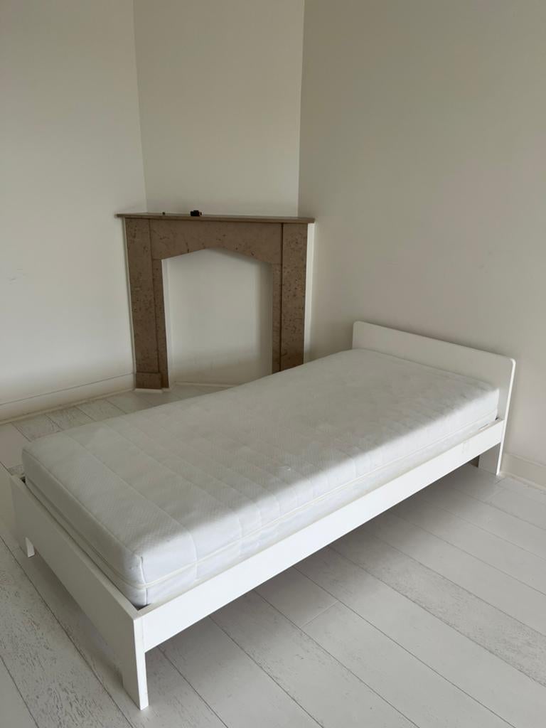 Lit 1 personne, Huis en Inrichting, Slaapkamer | Bedden, Ophalen, Eenpersoons, Wit, Zo goed als nieuw