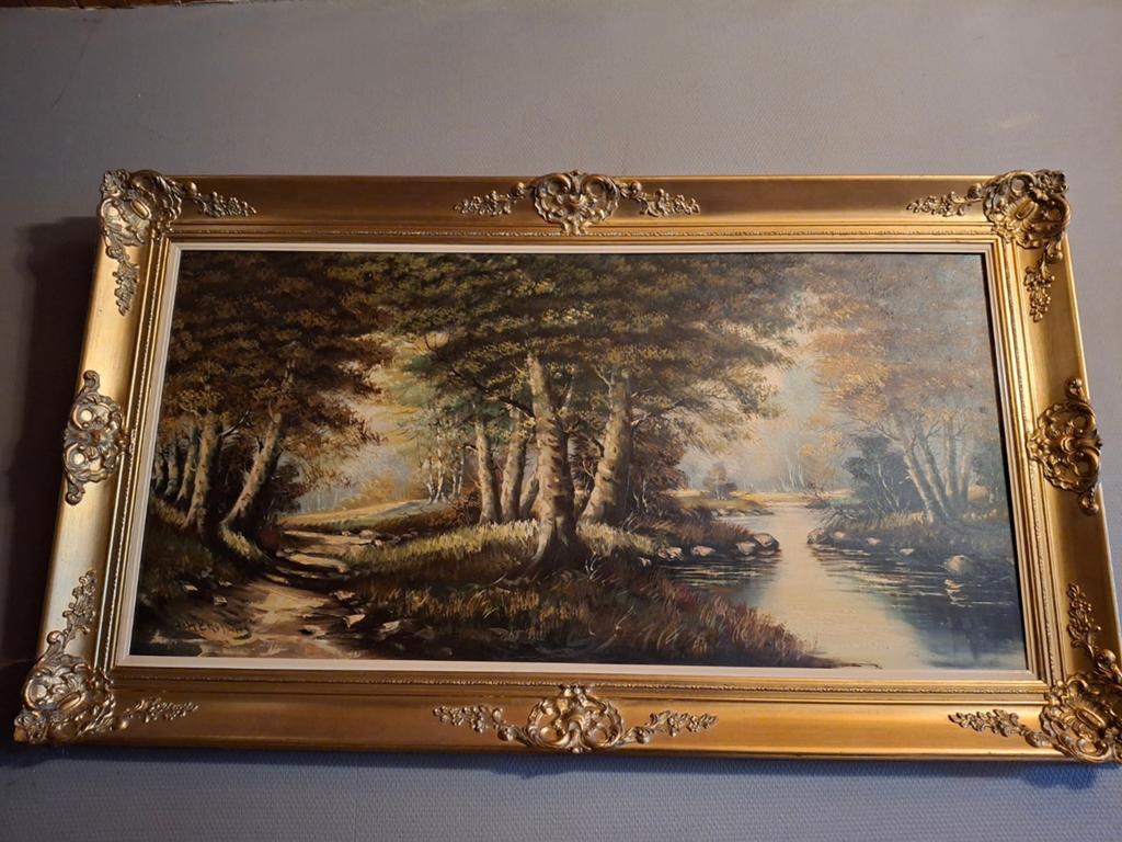 Schilderij van H Hermans  1,40 m op 80cm, Ophalen