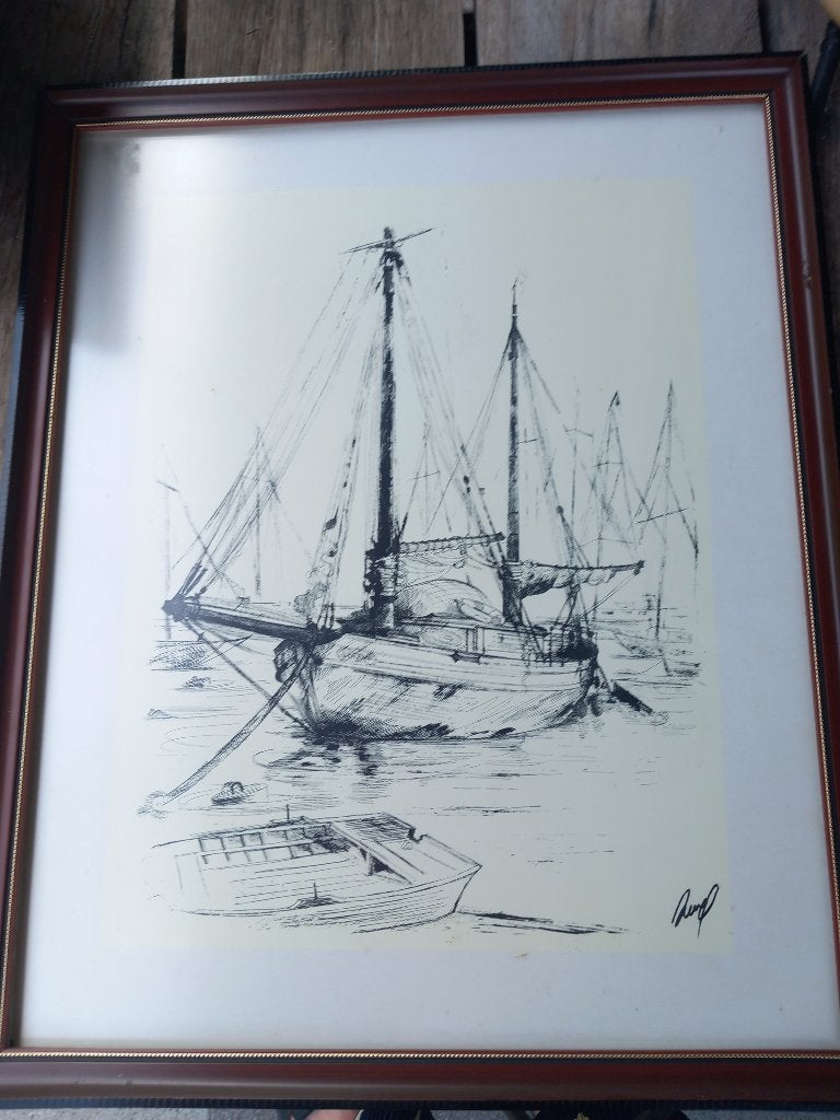 Originele ets "Port de Pêche",Claude Piéchaud, Antiek en Kunst, Kunst | Etsen en Gravures, Gesigneerd, Ets, Ophalen of Verzenden