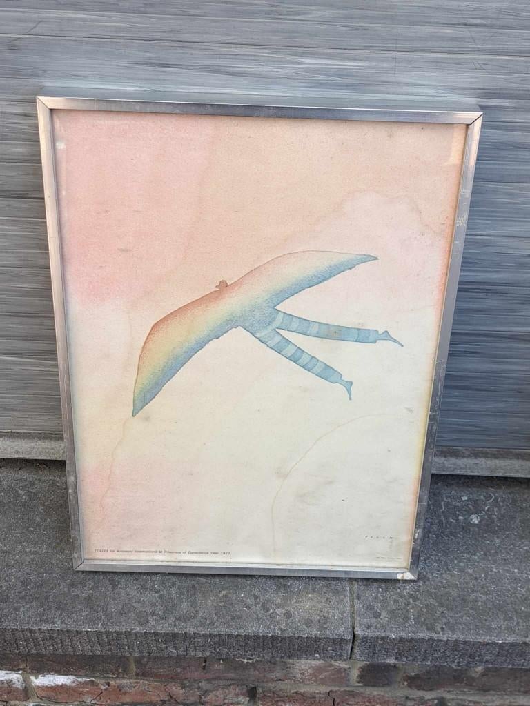 lithographie de jean michel folon, Antiek en Kunst, Ophalen of Verzenden