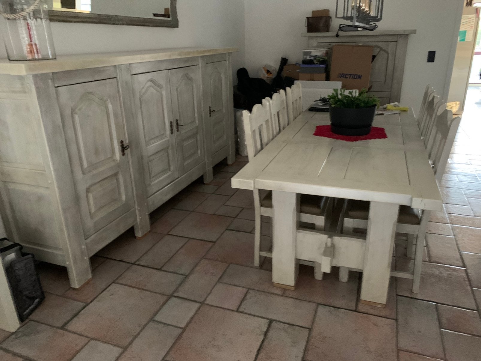 Tafel met zes stoelen dressoir en barkast, Ophalen, Gebruikt, Eikenhout