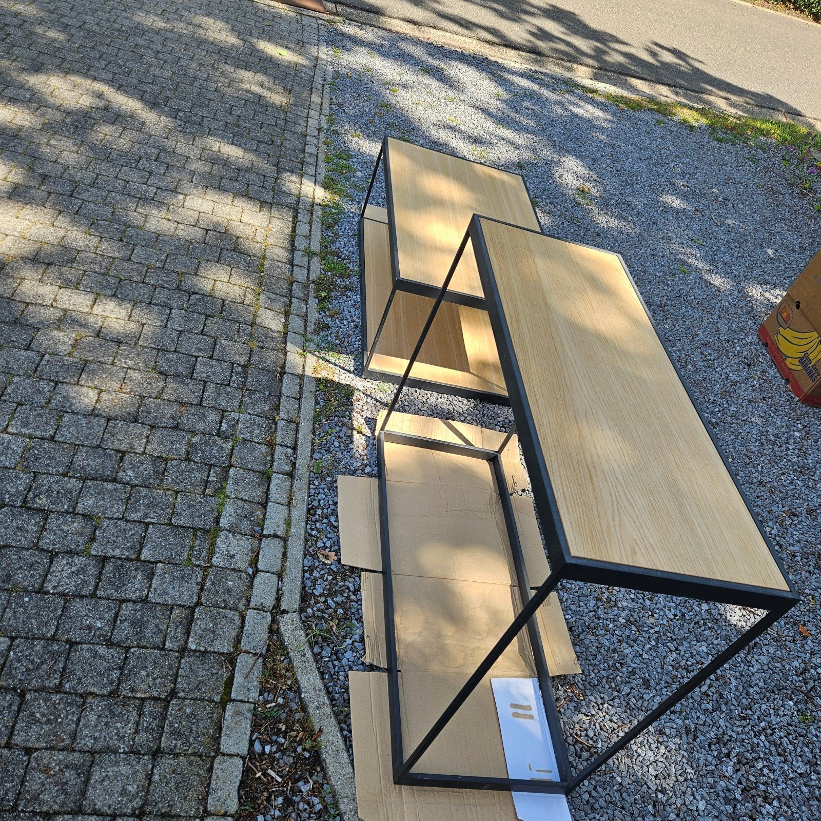 2 salontafels. Hout en staal nieuw., Ophalen