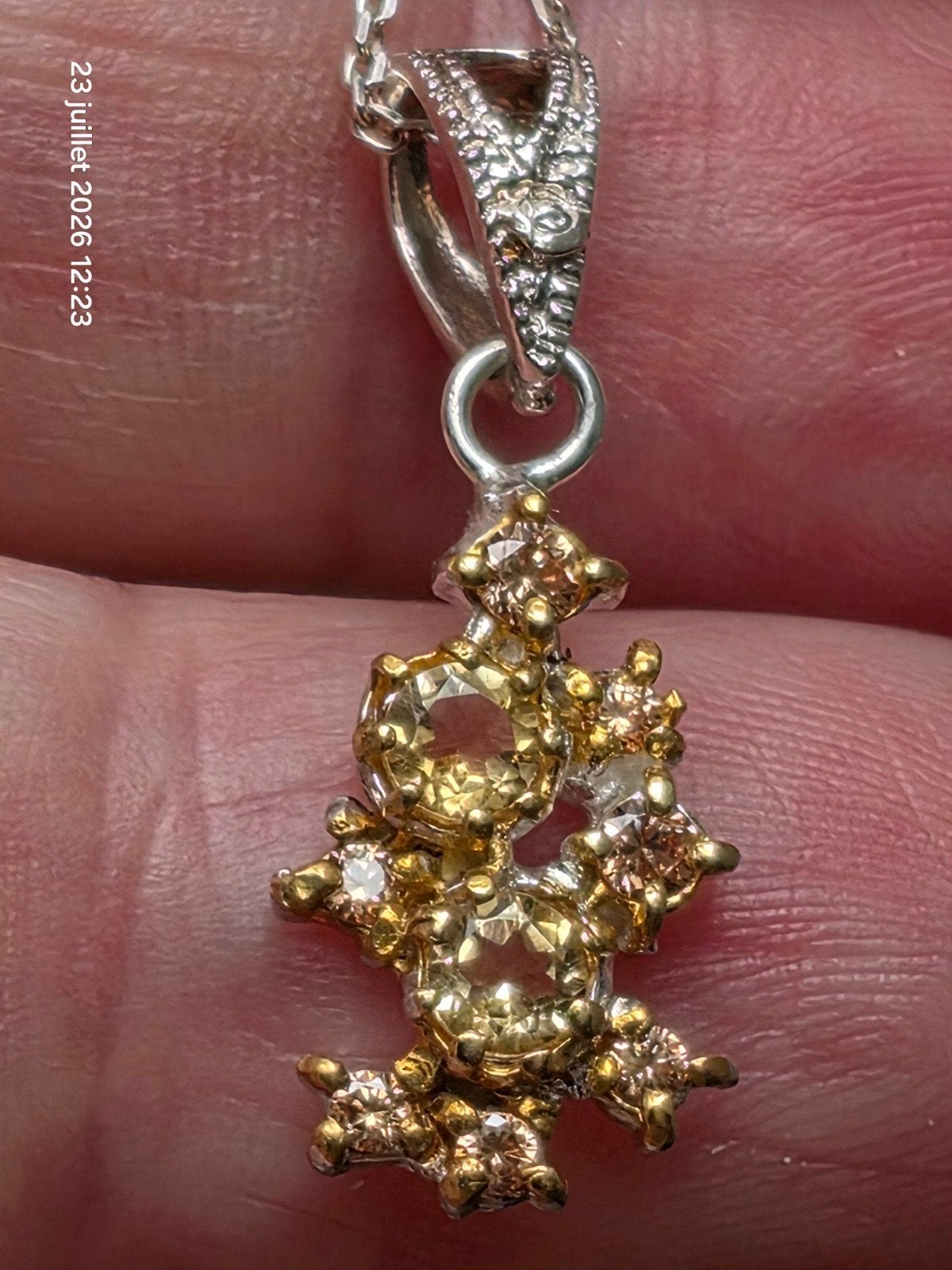 Pendentif en argent massif avec citrine naturelle, Bijoux, Sacs & Beauté, Neuf, Jaune, Enlèvement, Avec pierre précieuse