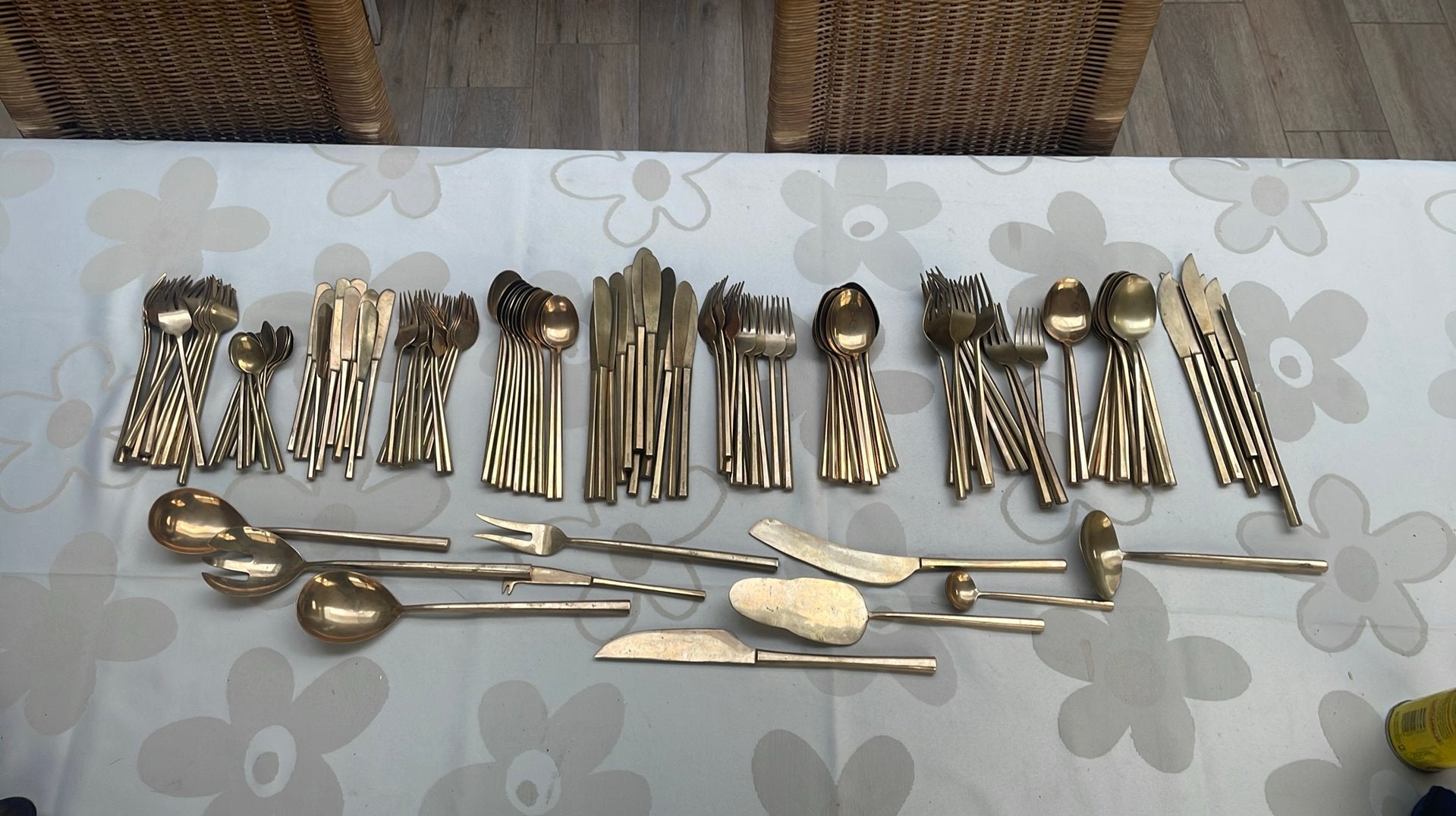Couverts Vintage Tais en bronze pour 12 personnes, Enlèvement ou Envoi