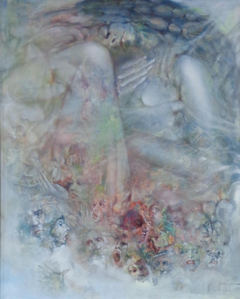 ROGER VAN BELLEGHEM / DROMERIJ / OLIEVERF PANEEL / 107x92cm, Enlèvement, Signé, Peinture à l'huile