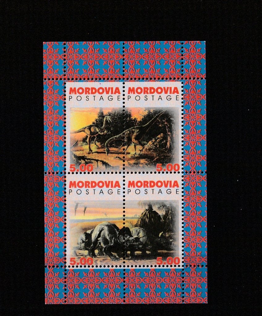 BLOKJE  MORDOVIA  POSTFRIS -  Voorhistorische Dieren, Postzegels en Munten, Postzegels | Thematische zegels, Ophalen of Verzenden