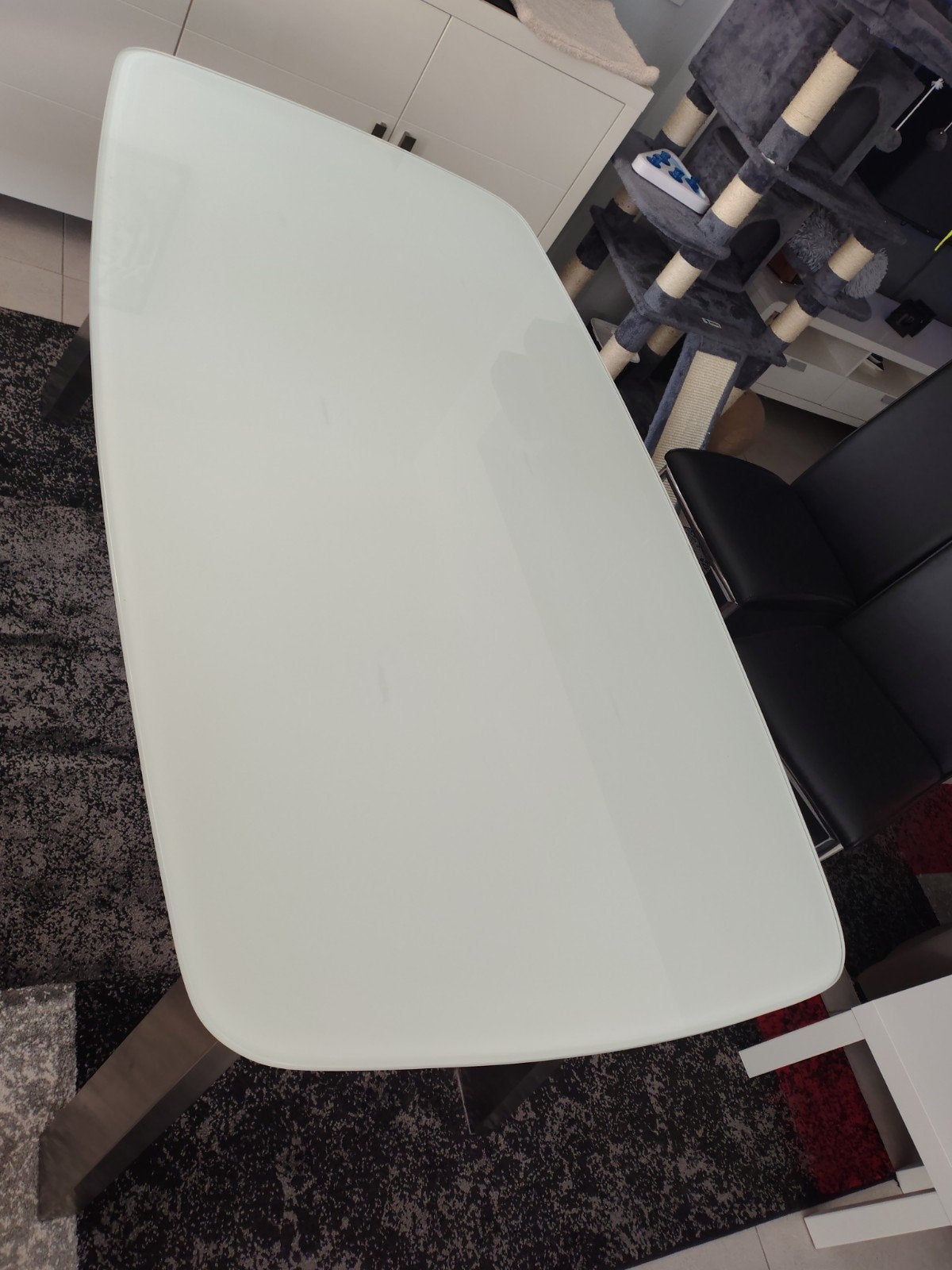 Glazen witte eettafel te koop., Enlèvement