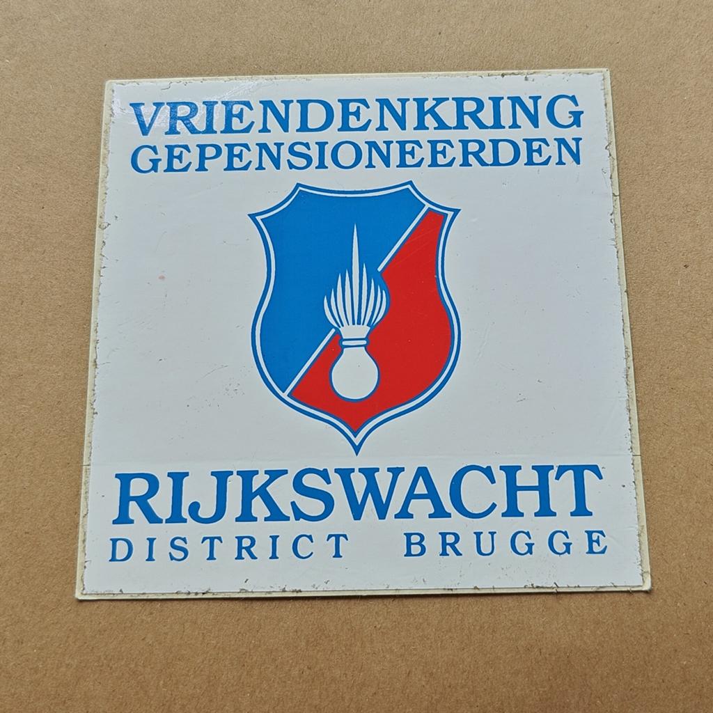 Sticker Rijkswacht District Brugge, Ophalen of Verzenden, Rijkswacht, Embleem of Badge