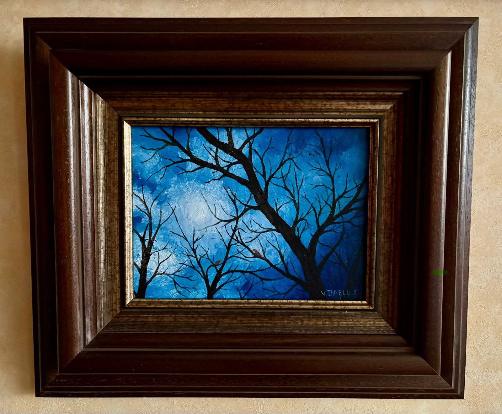 Bomen in de lucht. Olieverf schilderij op linnen. Gesigneerd, Antiek en Kunst, Kunst | Schilderijen | Klassiek, Olieverf, Doek