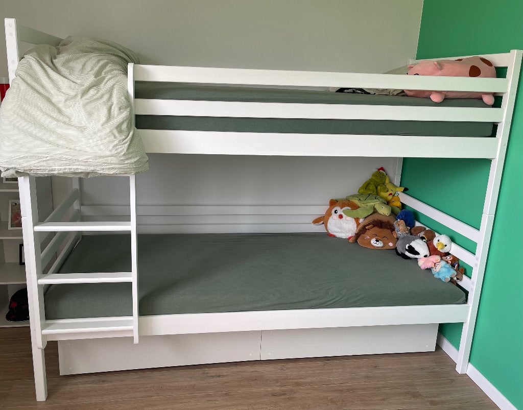 Stapelbed, Huis en Inrichting, Slaapkamer | Bedden, Ophalen, 90 cm, Eenpersoons, Wit