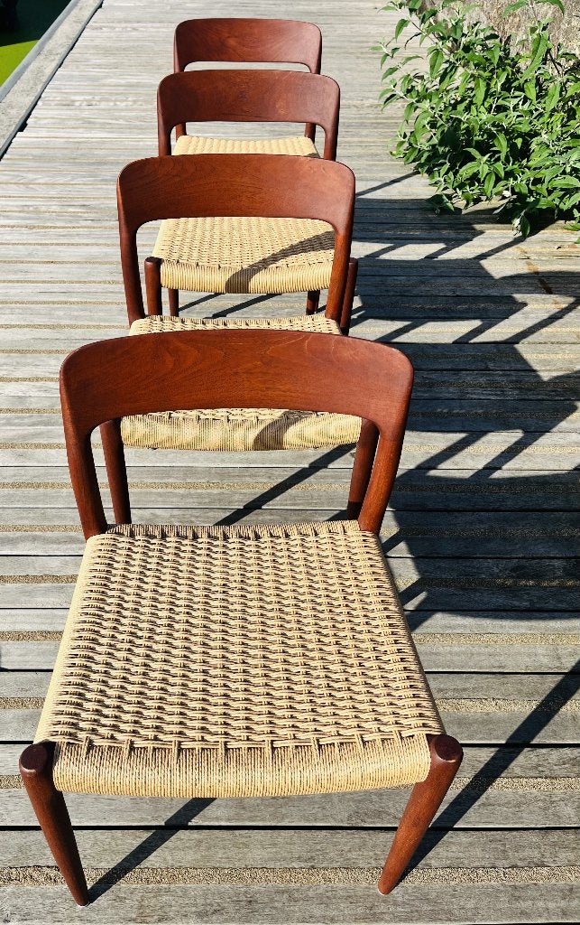 Niels Otto Moller stoelen Nr 75, Ophalen, Bruin, Vintage, Zo goed als nieuw