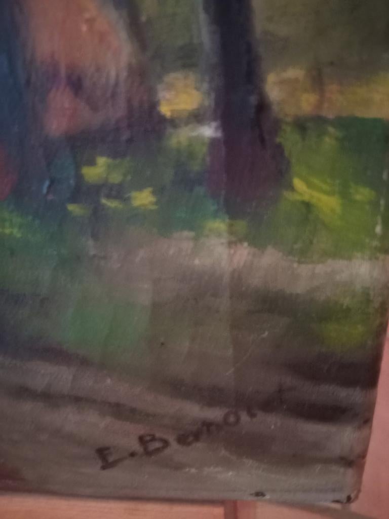 Landscape old school.  Mooi kleurgebruik. Lang smal werk., Ophalen