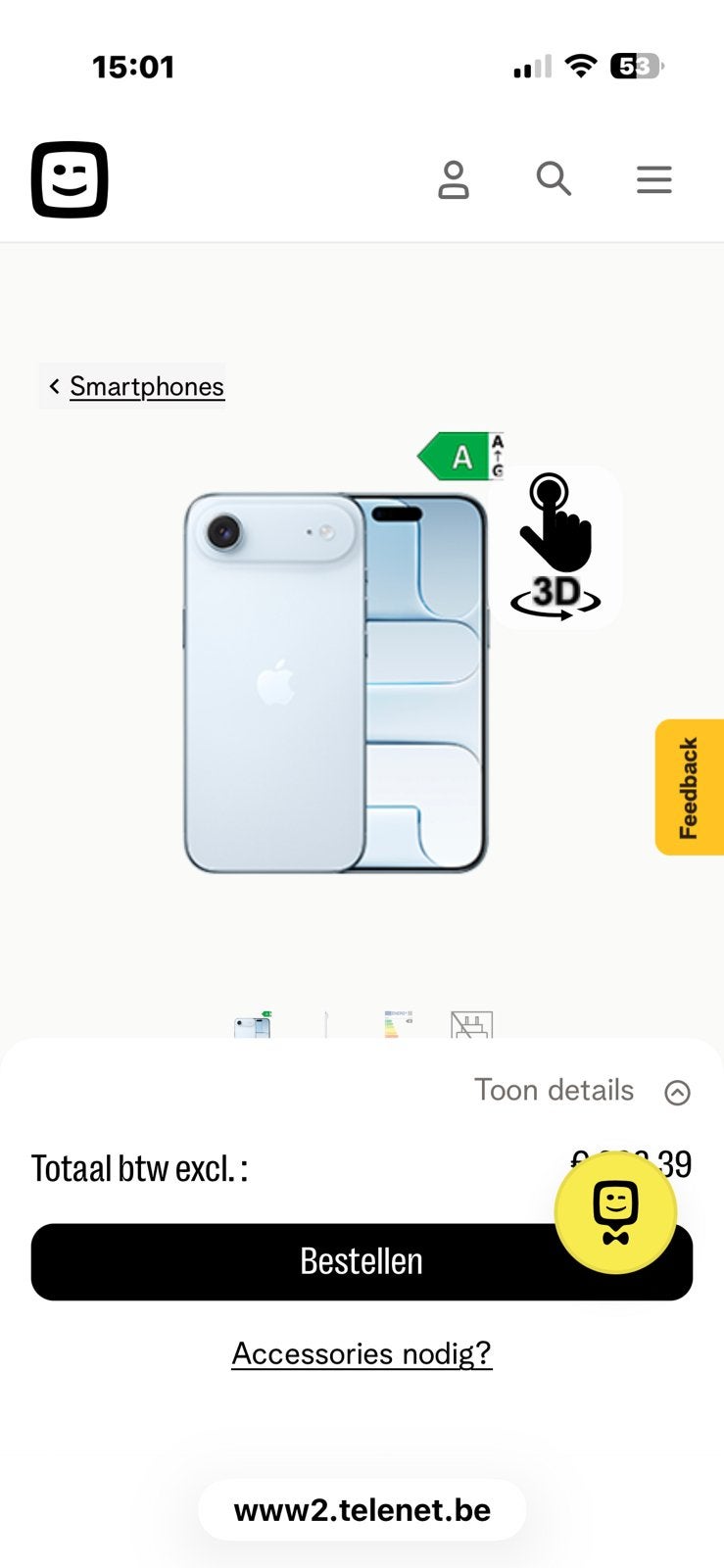 Ipchone air te koop niewe maars doos is kapot, Autres modèles, Enlèvement, Sans abonnement, Sans simlock