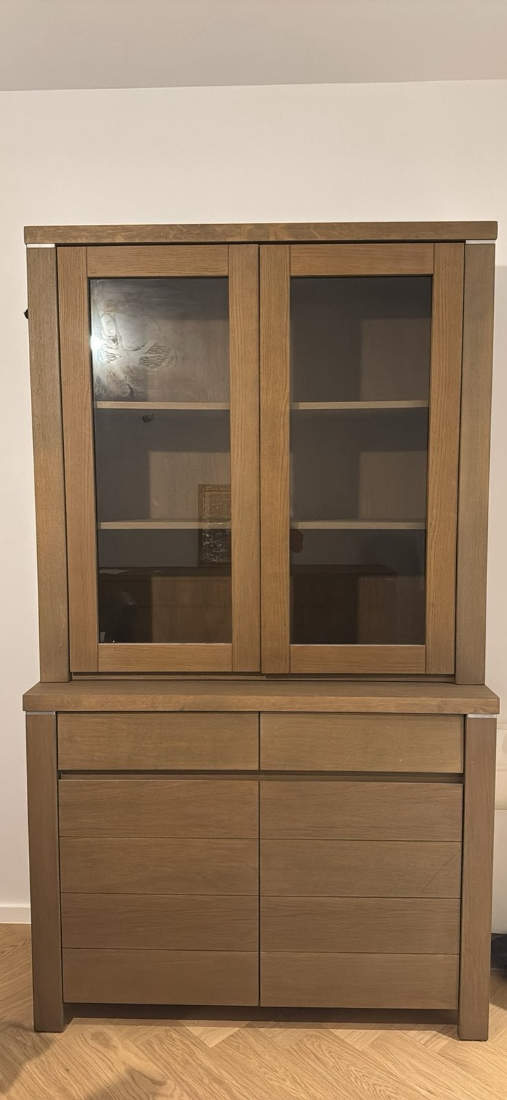 Kast met vitrine, Huis en Inrichting, Ophalen, Gebruikt, 100 tot 150 cm, 200 cm of meer