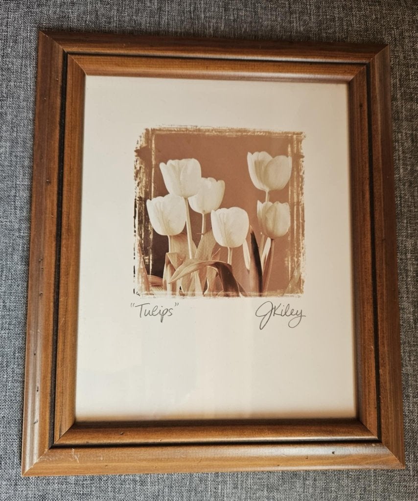 Cadre bois tulipes décoration murale, Enlèvement ou Envoi, Utilisé, Bois