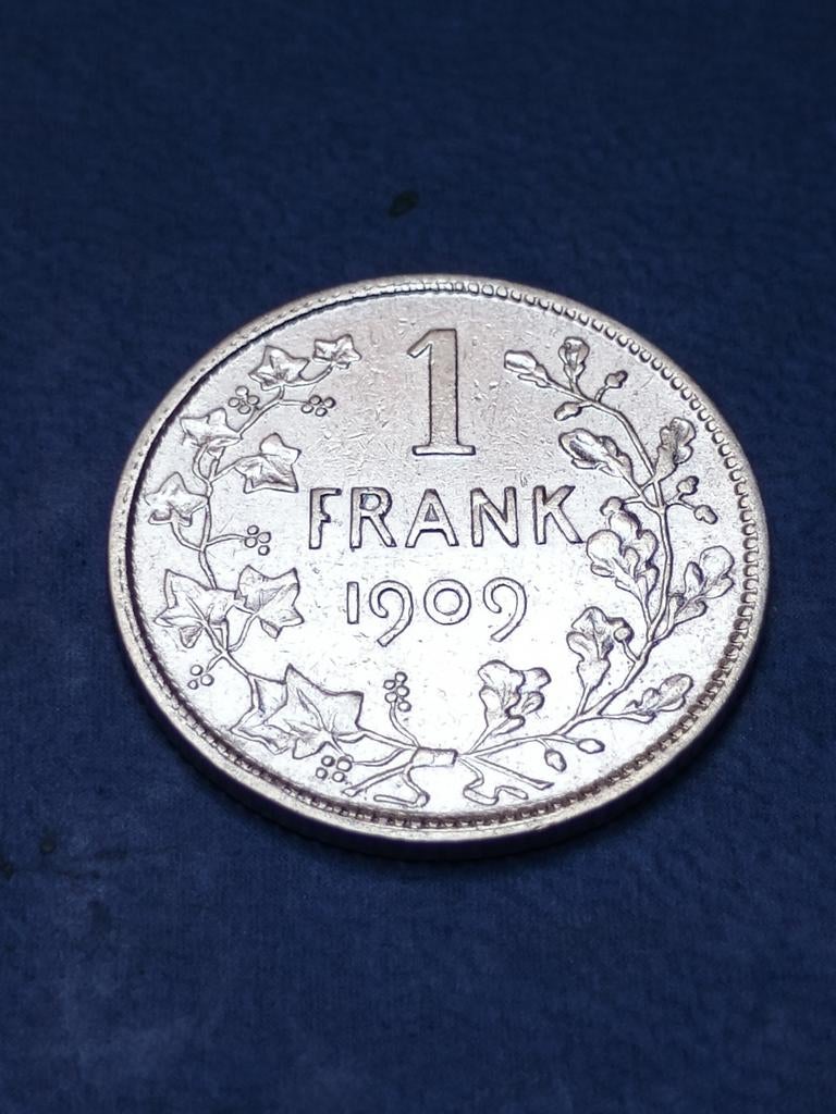 Zilveren 1 frank 1909 Vlaams, Ophalen of Verzenden, Zilver, Zilver