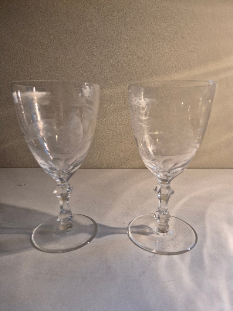 2 kristallen glazen jachttafereel, Ophalen of Verzenden