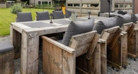 Tuintafel + 8 stoelen, Enlèvement, Comme neuf