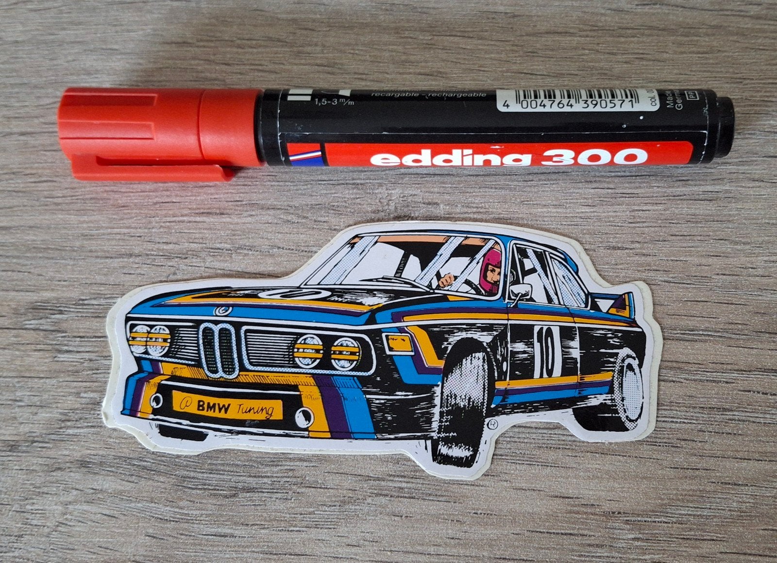 Vintage mini kermis fun sticker BMW Tuning autorally, Ophalen of Verzenden, Zo goed als nieuw, Auto of Motor