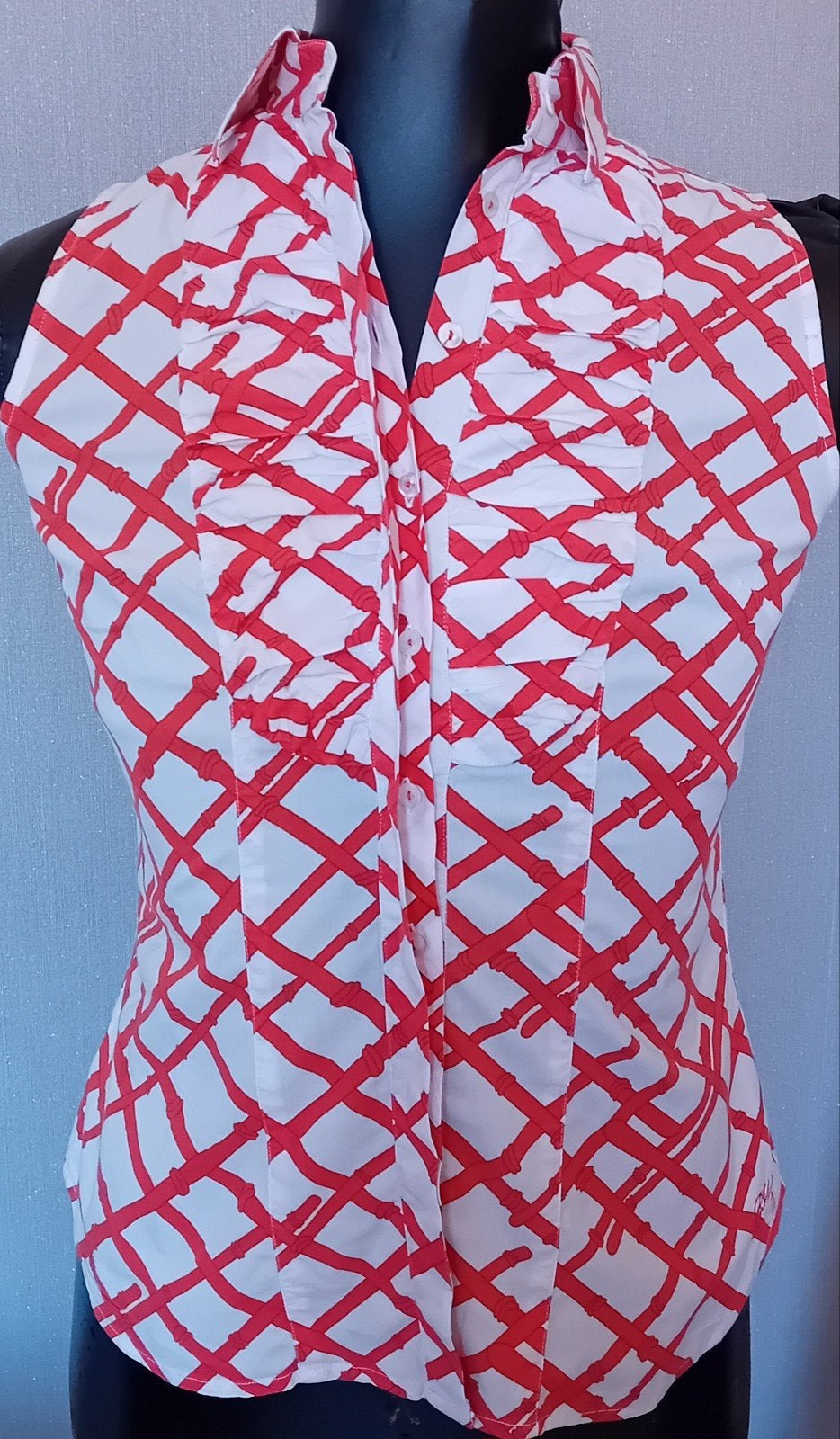 River woods blouse in klassiek ruitmotief oranje/wit maar 38, Ophalen of Verzenden, Oranje