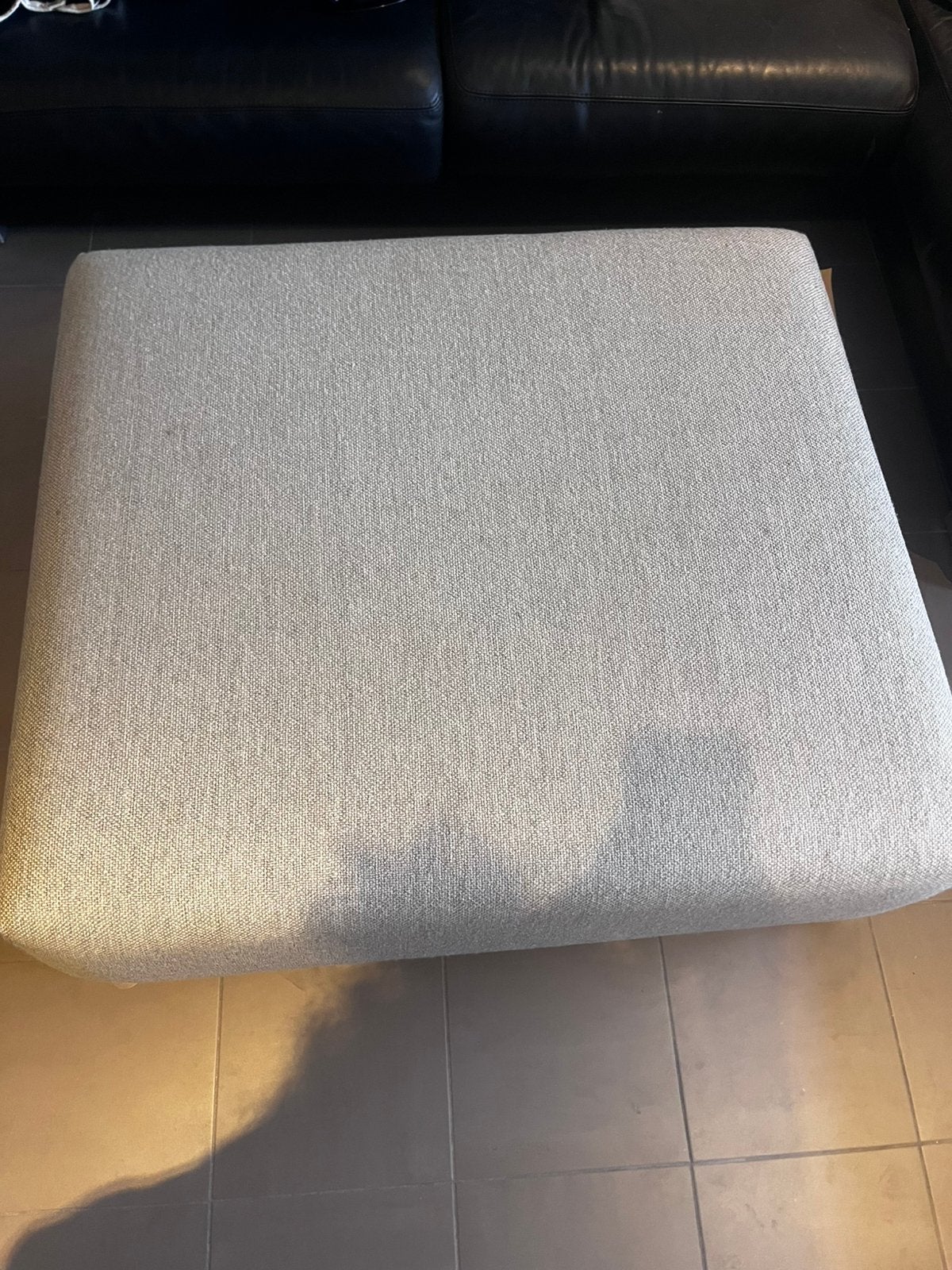 Leolux poef grijs gemêleerd, Ophalen, Gebruikt, Vierkant, 100 tot 125 cm