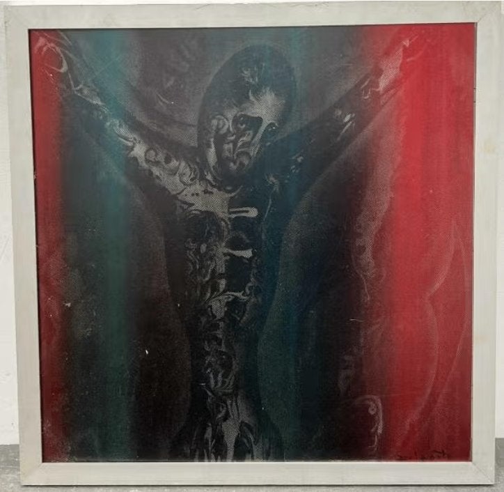 huile sur panneau christ signe Charles delporte, Enlèvement ou Envoi, Panneau