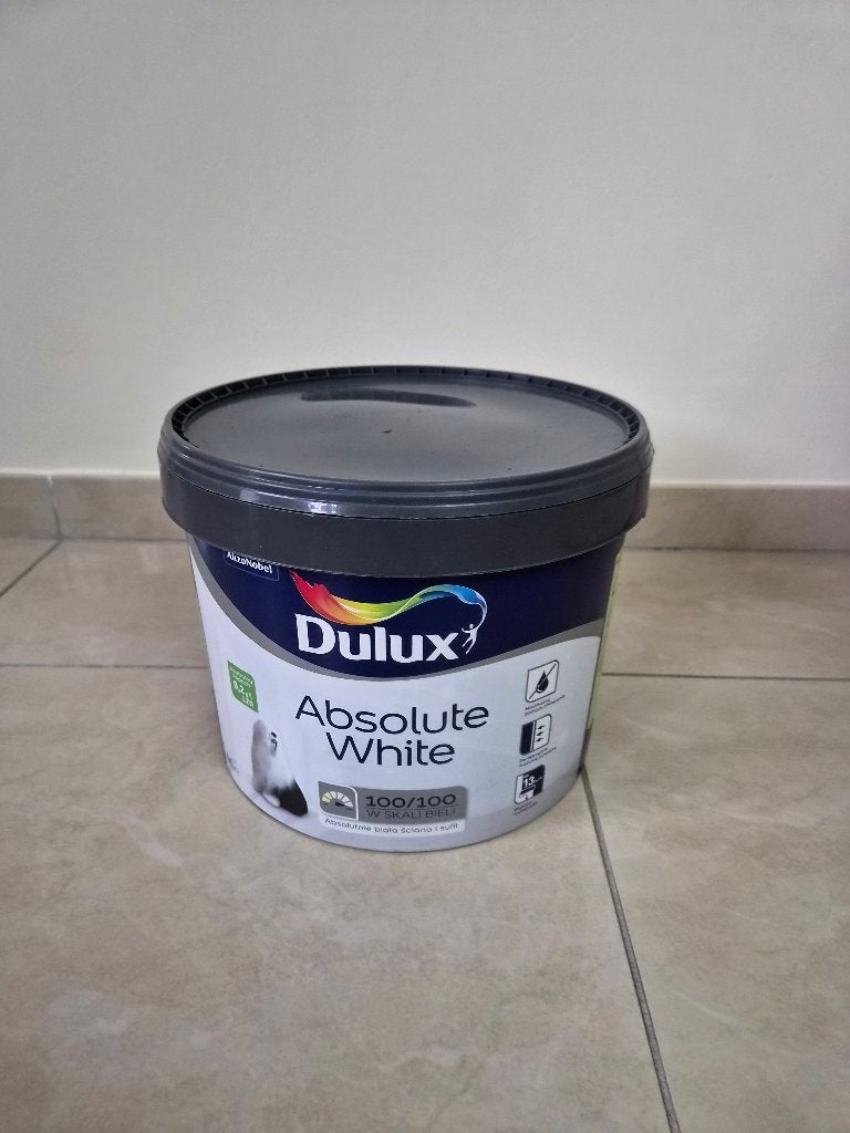 DULUX ABSOLUTE WHITE 9L NEUF, Neuf, Enlèvement, Peinture, 5 à 10 litres