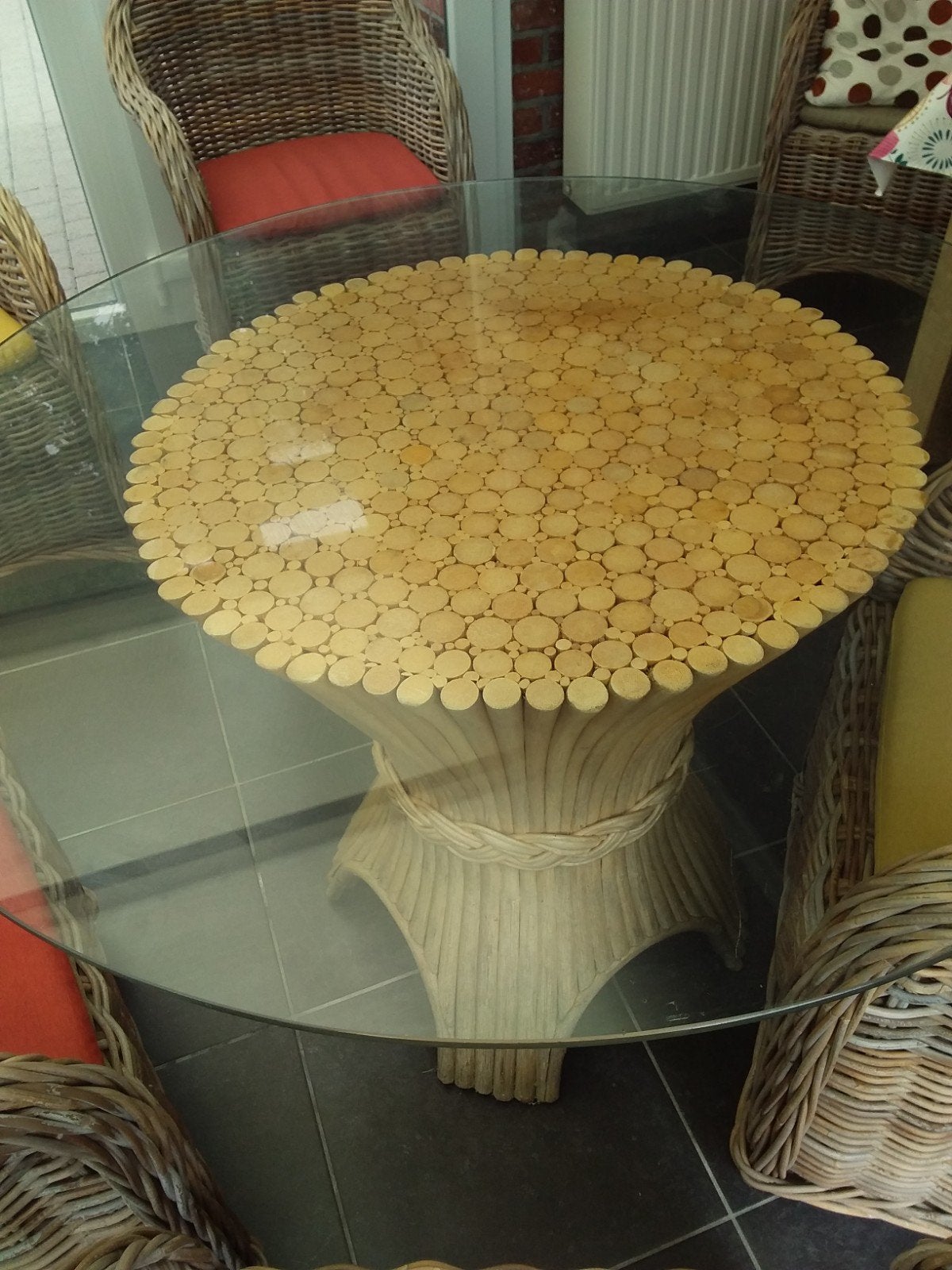 Rotan tafel, Huis en Inrichting, Ophalen, Glas