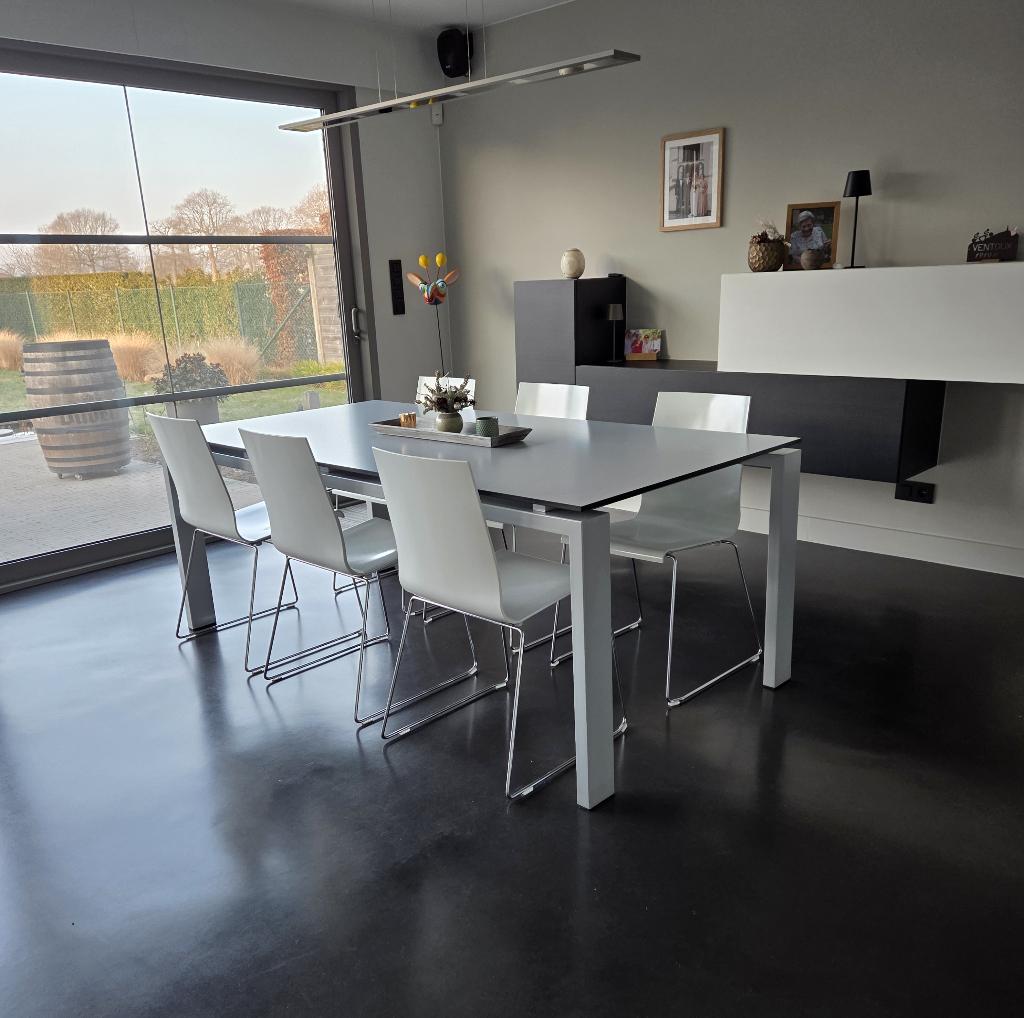 tafel en stoelen, Huis en Inrichting, Tafels | Eettafels, Ophalen, Gebruikt, 50 tot 100 cm, Vijf personen of meer